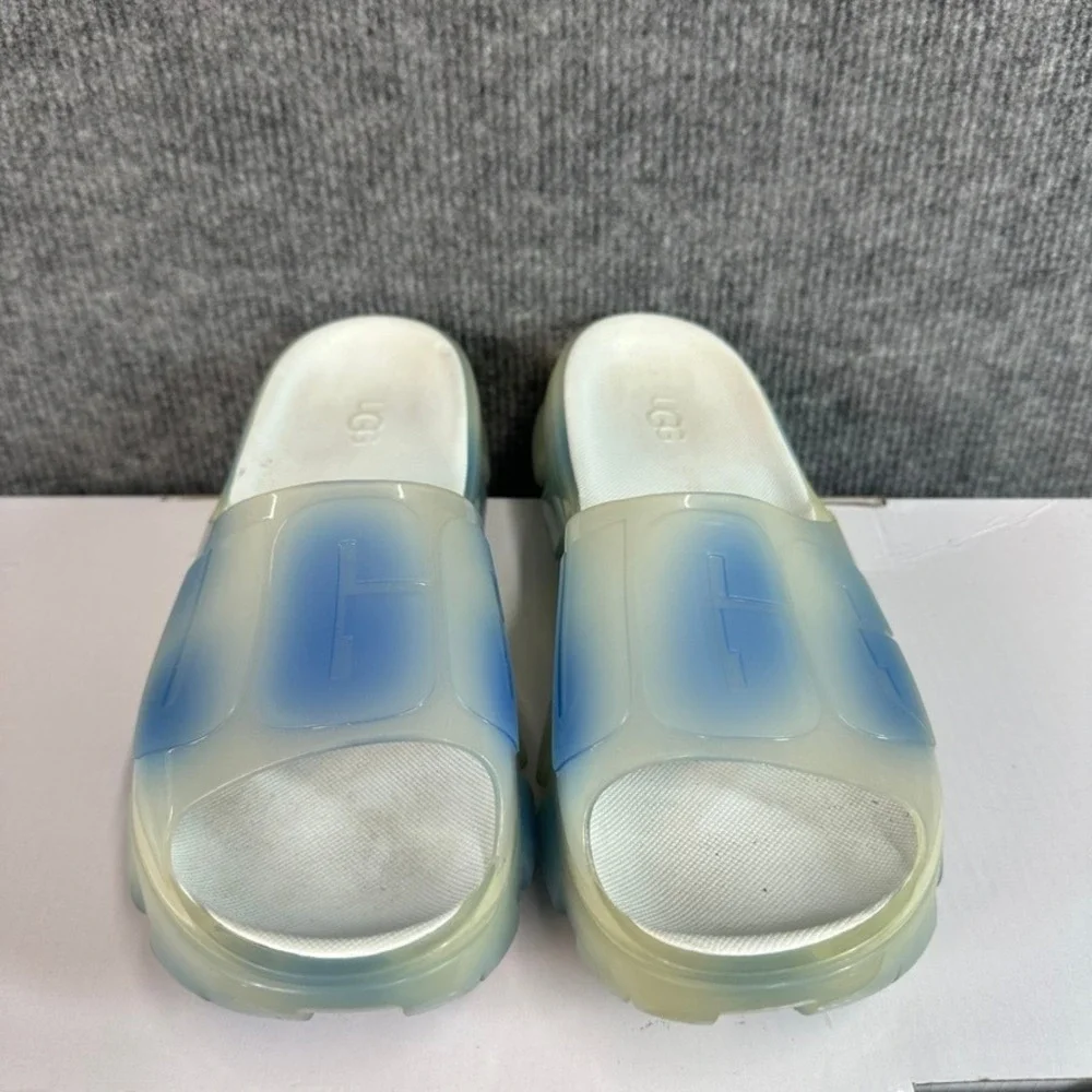 UGG Sport Yeah Blue White Ombre Translucent Platform Slide Sandals Mens 6B